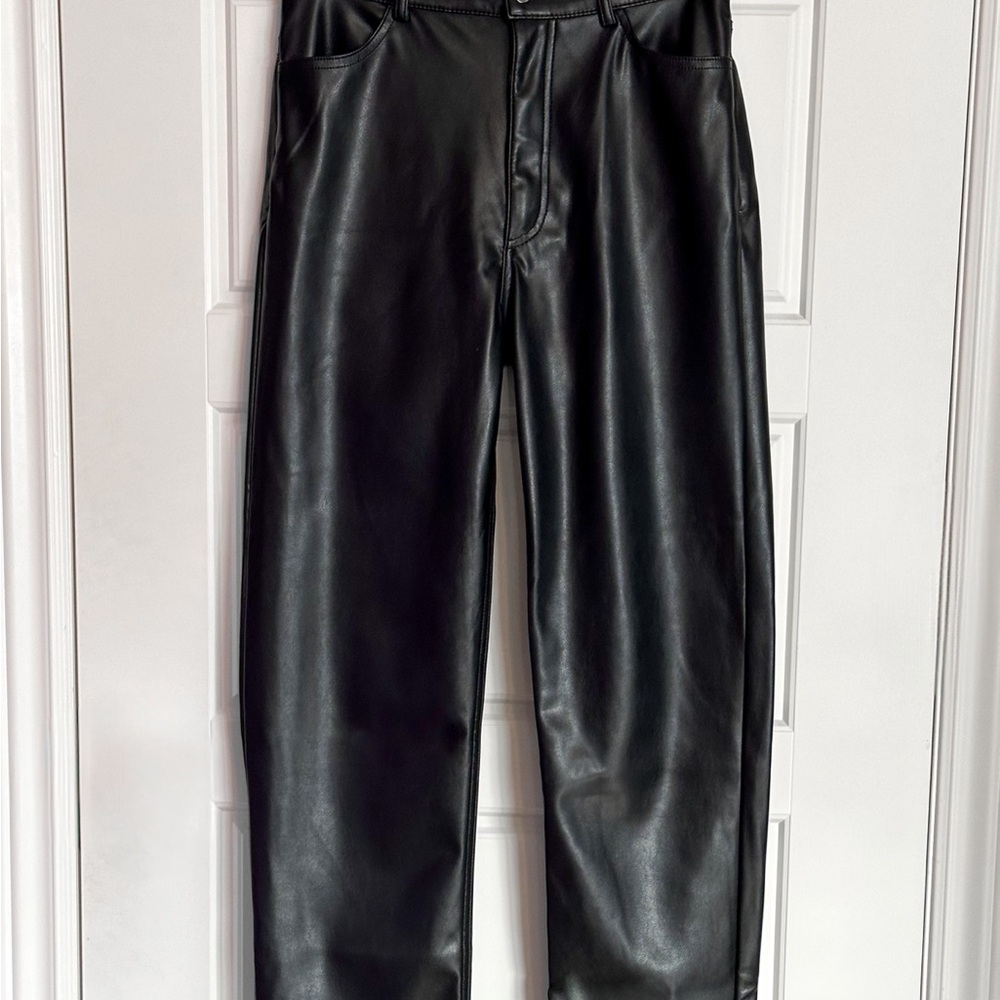 Dynamite Black Faux Leather Straight Leg Pants